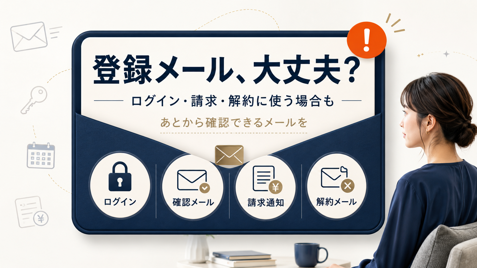動画配信サービスの登録メールアドレスを確認する人のイメージ