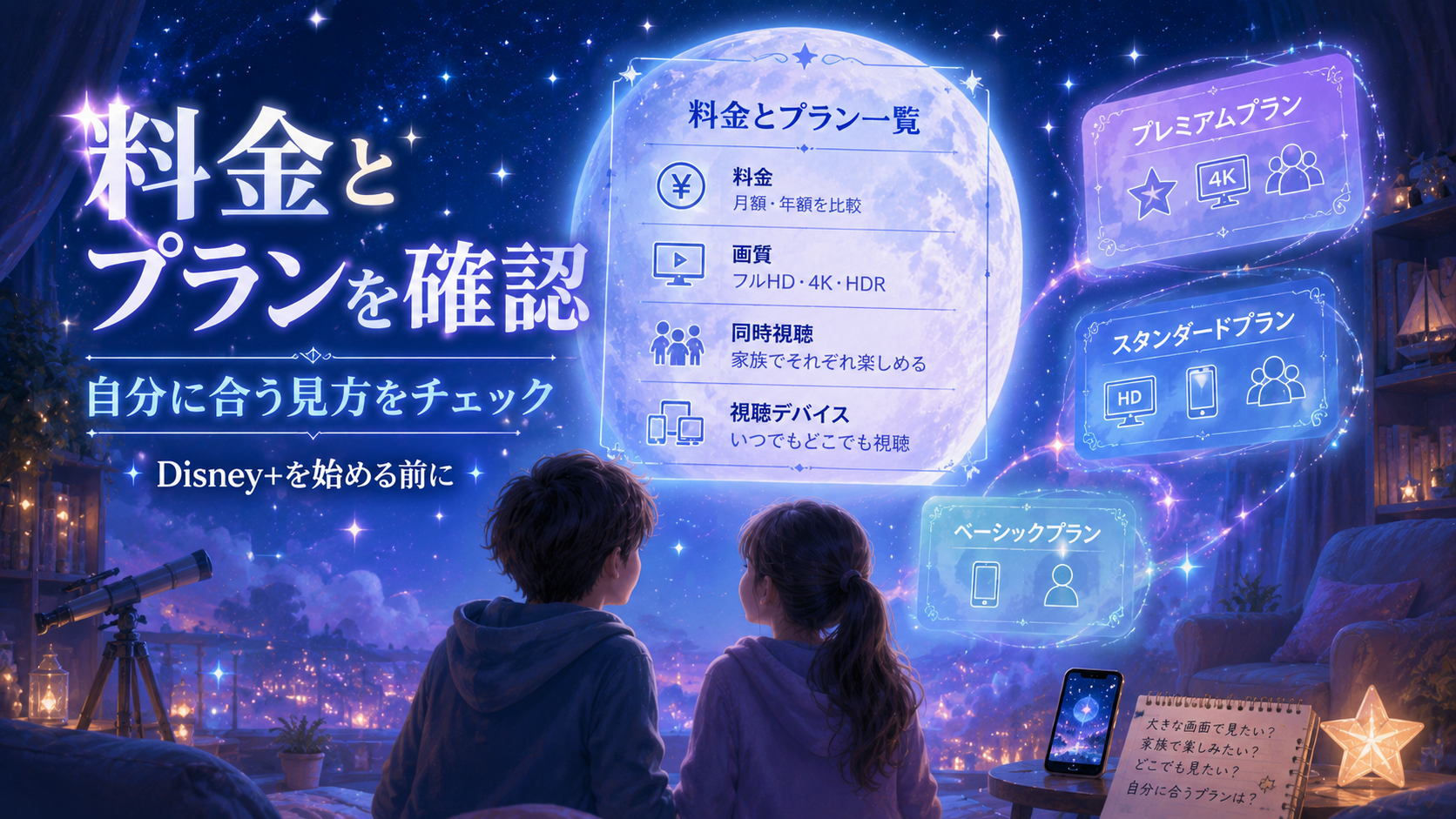 Disney+の料金とプランを登録前に確認する人のイメージ