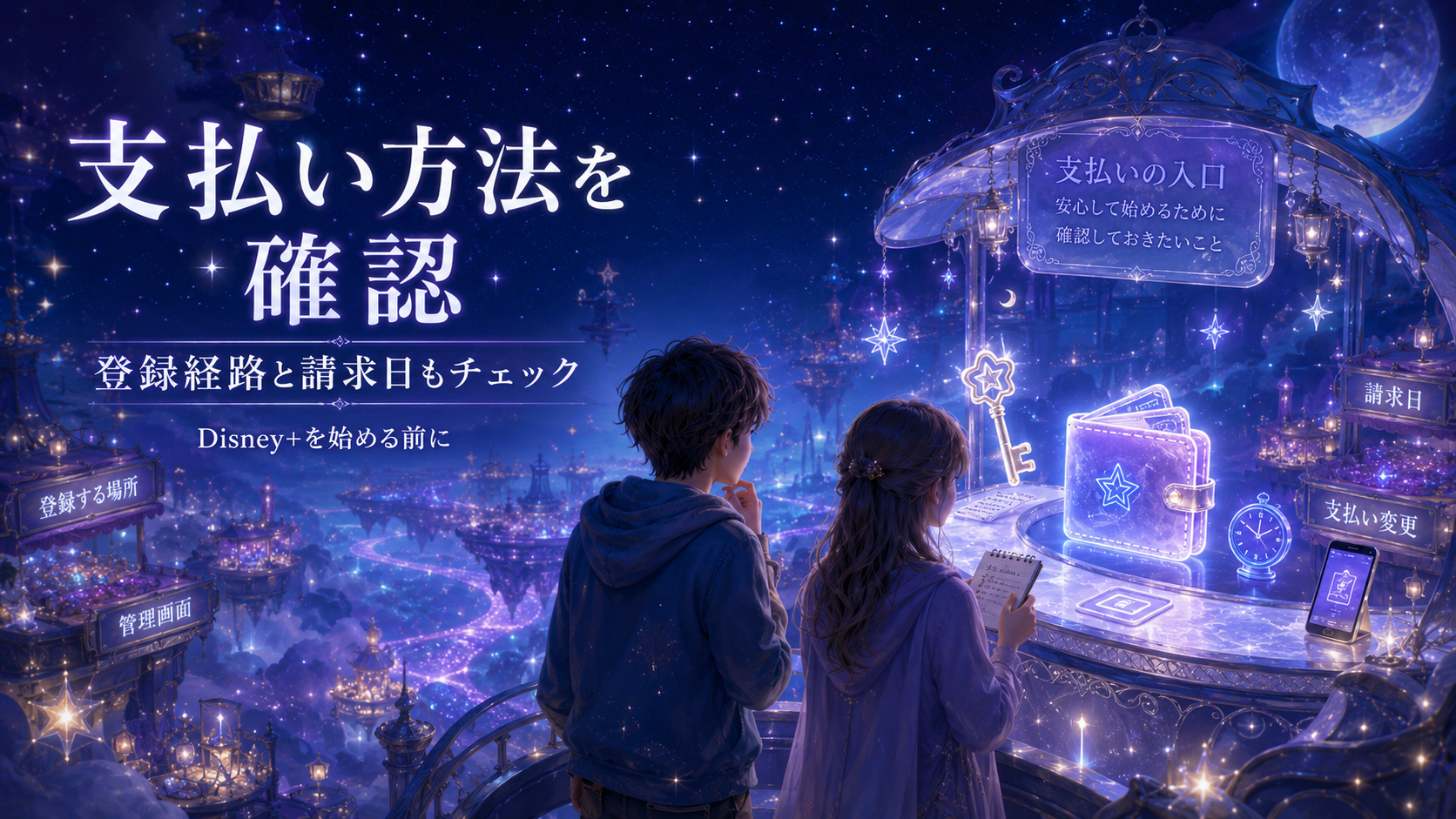 Disney+の支払い方法や請求日を登録前に確認する人のイメージ