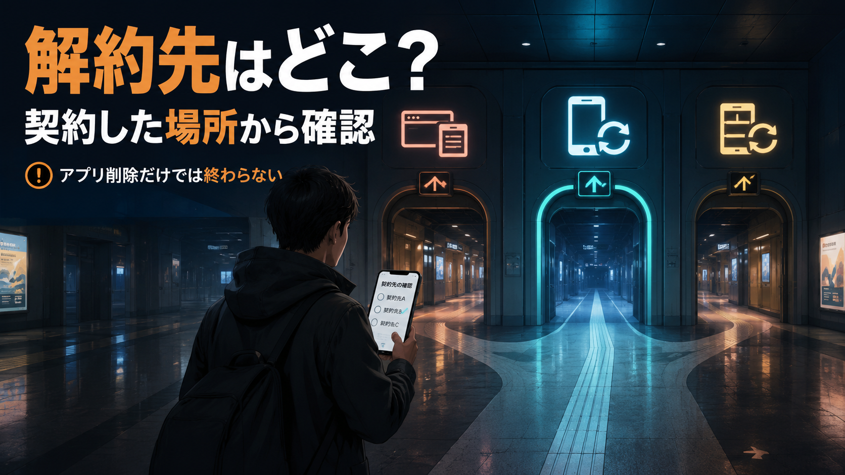 スマートフォンで契約先を確認しdアニメストアの正しい解約出口を探すイメージ
