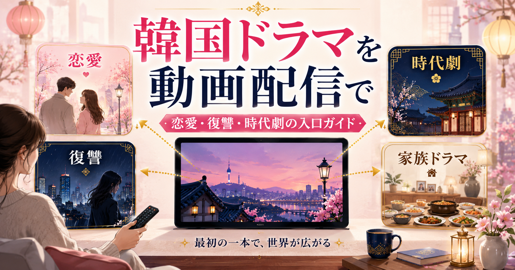 恋愛・復讐・時代劇・家族ドラマの入口が分かれる韓国ドラマ動画配信ガイドのイメージ